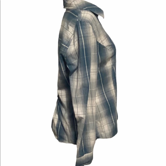 GUESS Plaid Button Down Shirt V-Neck Size XL - Picture 5 of 6